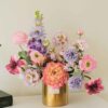 Bình hoa mẫu đơn khô mix phi yến tulip trà mao lương tone tím hồng