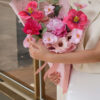 Bó hoa lụa quà tặng ốc quế mix mẫu đơn tulip anh túc tone hồng