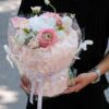 Bó hoa quà tặng mix mẫu đơn rum mao lương tone hồng trắng
