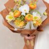 Bó hoa quà tặng mix thược dược mao lương lan á tone cam trắng