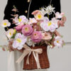 Giỏ hoa quà tặng mao lương mix tulip tone hồng tím