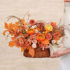 Giỏ hoa quà tặng mix mao lương thược dược tone cam