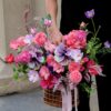 Giỏ hoa quà tặng mix mẫu đơn hải quỳ cúc ping pong tone hồng tím