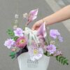Túi hoa quà tặng mix tulip rum tone tím