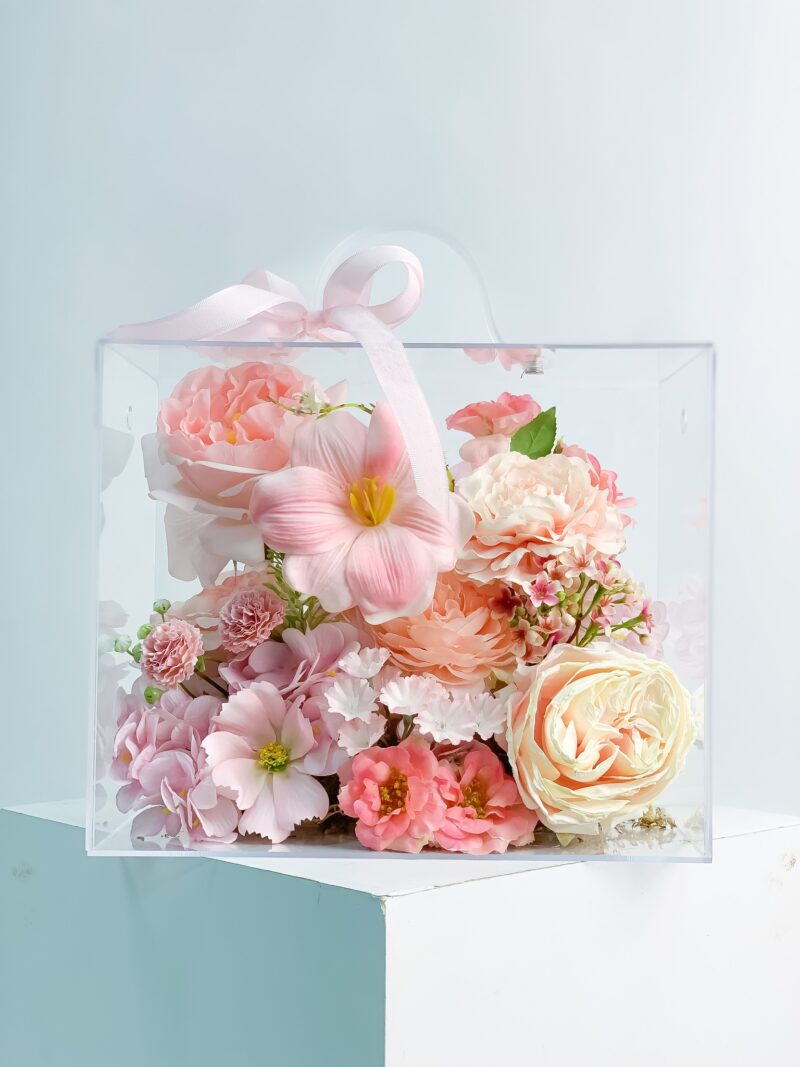 Vali hoa quà tặng mix hồng david tulip cúc sao tone hồng
