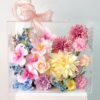 Vali hoa quà tặng mix thược dược tulip hoa baby tone hồng tím
