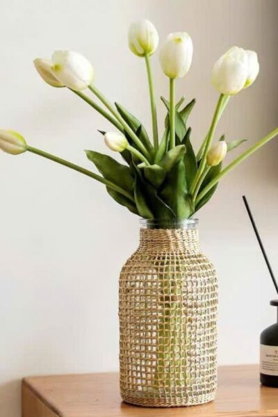 Bó hoa tulip cao su hoa lụa cao cấp
