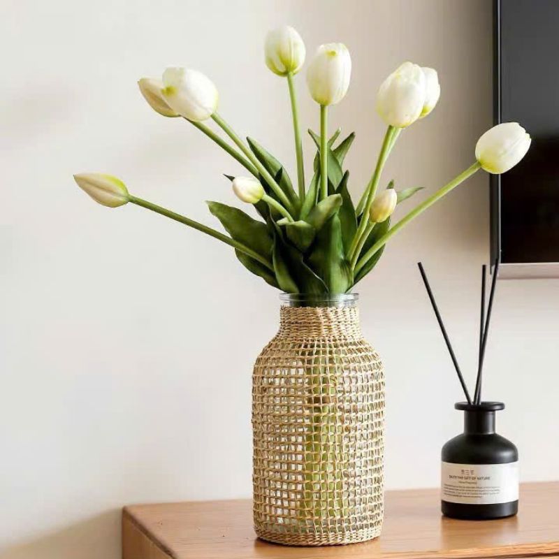 Bó hoa tulip cao su hoa lụa cao cấp