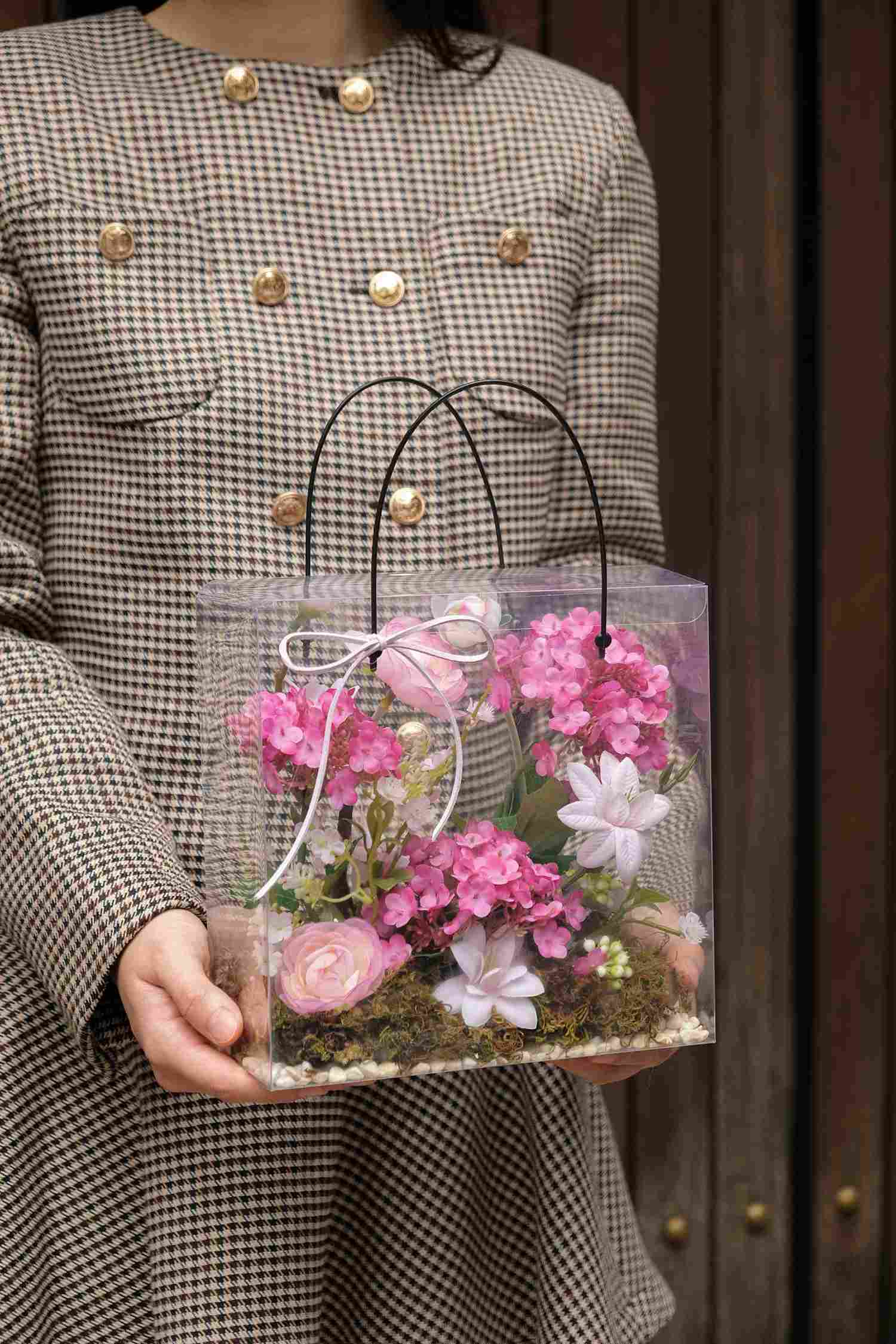 Túi hoa mix tú cầu mao lương tone hồng